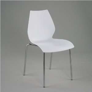  ItalModern Lenny Stacking Chair in White,Chrome Furniture 