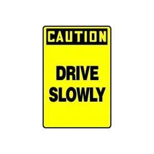  CAUTION DRIVE SLOWLY 18 x 12 Adhesive Vinyl Sign: Home 