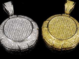 Mens Womens New Gold Finish Micro Pave Round Medallion Charm Pendant 