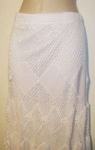 NEW WOT BOSTON PROPER Long Crochet Skirt Size XS ~ Full Length ~ White 