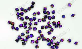 New Beautiful 80Pcs 4.0mm Grade Glass Crystals Bicones Beads Purple 
