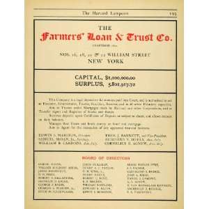  1901 Ad Farmers Loan Trust William Street New York Edwin 