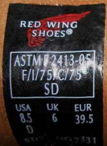 RED WING Womens Brown Leather Steel Toe Work Shoes 8.5D  