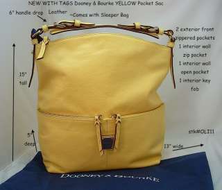 New With Tags*Authentic Dooney & Bourke YELLOW Leather Pocket Sac 