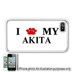  Akita Paw Love Dog Apple iPhone 4 4S Case Cover White 