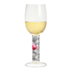 White Wine Glass, Navaja, Gray Checkered Stem w/ Napkin. Designer 