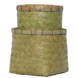  Natural Hand Woven Split Bamboo Nested Baskets Set of Two 