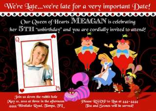 Alice in Wonderland Personalized Invitations   U Print  