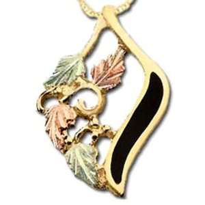   . 12K Solid Gold Leaf and Black Enamel Adornments. N061X Jewelry
