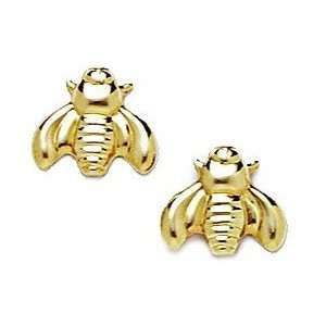   Gold Bee Stamping Earrings   Measures 9x10mm   JewelryWeb: Jewelry