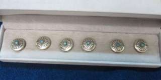 Vintage Genuine Turquoise Sterling Silver Button Covers 1980s  