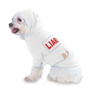 LIAR! Hooded (Hoody) T Shirt with pocket for your Dog or Cat XS White 