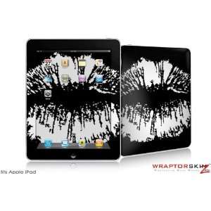  iPad Skin   Big Kiss Lips White on Black   fits Apple iPad 