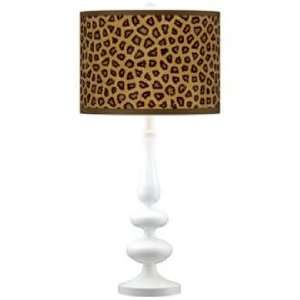  Safari Cheetah Modern Gloss White Base Table Lamp: Home 