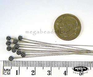 10 Bali Sterling Silver Headpins Beads F65  24 Gauge  