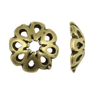 Antique Brass Plated Pewter 9mm Flower Bead Caps (6):  Home 