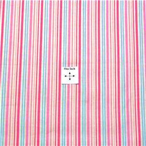Windham Cotton Fabric, Stripe in Pastel Pink, Aqua, & Pale Yellow By 