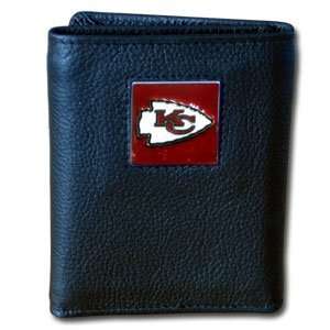  NFL Tri fold Leather Wallet   Kansas City Chiefs: Sports 