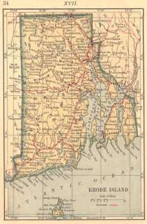 MASSACHUSETTS + RHODE ISLAND. Antique Map.Ivison.1887  