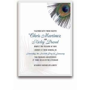   80 Rectangular Wedding Invitations   Peacock Feather: Office Products