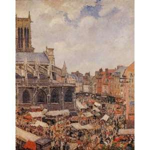  Oil Painting: The Market by the Church of Saint Jacques 