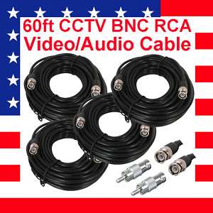 60ft CCTV BNC Female RCA Male cable Video or Audio  