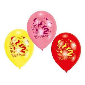 Minnie Mouse Happy 2nd Birthday Latex 9 Balloons x 6  