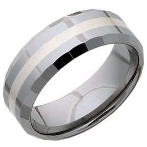   with Flat Facets and Sterling Silver Inlay/Tungsten Carbide: Jewelry