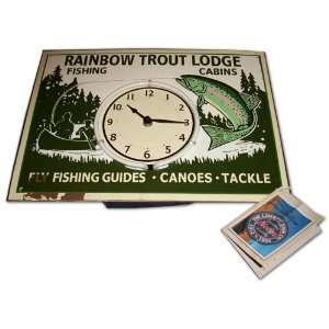Rainbow Trout Lodge Neon Clock