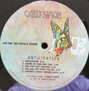 CARLY SIMON LP anticipation VG+ vinyl record ELEKTRA EKS 75016  