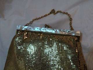 Whiting & Davis Gold Mesh Purse Mother of Pearl Frame  