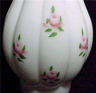 Milk Glass Melon 3 X 9 1/2 in Kerosene Oil Lamp Chimney Roses Vintage 
