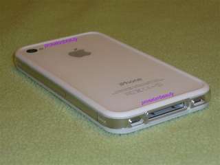 Apple iPhone 4 4G White Clear Bumper Case Metal Buttons  