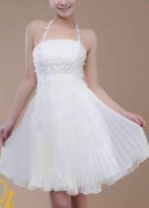 NEW White Evening Halter Prom Cocktail Party Dress  