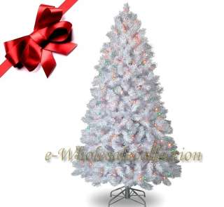 PRE LIT MULTI COLOR ARTIFICIAL WHITE CHRISTMAS TREE  