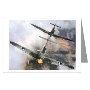  Spitfire Chasing ME 109 Greeting Cards Package of Military 
