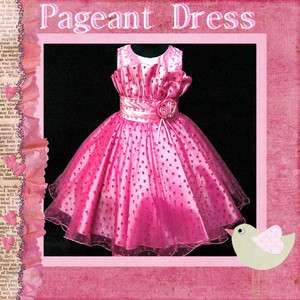 HP8811 Pinks Christening Wedding Flowers Girls Pageant Dress SZ 2 3 4 