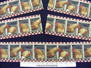 CHICKENS~HENS~ EGGS~FABRIC STRIPS~6 1/4 YDS x 4 1/4  
