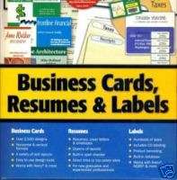 BUSINESS CARDS, RESUMES & LABELS NEW CD SOFTWARE IN BOX  