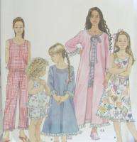 Girls Sleepwear Pattern 9292 Nightgown Pajamas Robe  