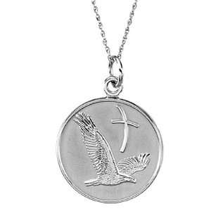 14K White Gold Comfort Wear Overcoming Difficulties Medal   20.00mm