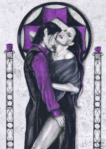 Gothic Fantasy Art ACEO PRINT gothic vampires couple  