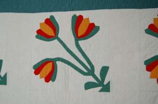 , with quilting around the applique and in dense straight line 