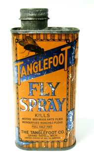 VINTAGE TIN BOTTLE FLY SPRAY TANGLEFOOT INSECT BUGS »  