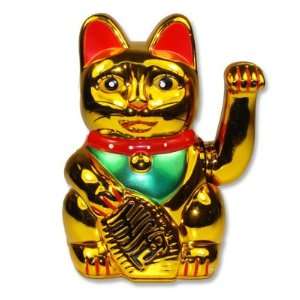 Maneki neko Lucky fortune Cat Waving Arm Gold:  Grocery 