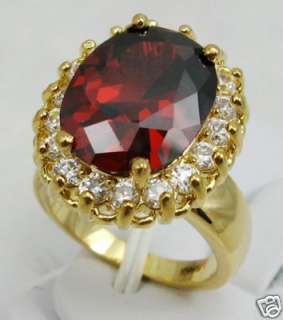 Beautiful Red zircon gold plated Womans Ring , size:8#  
