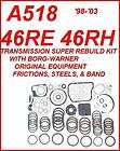 A518 46RH 46RE 98 03 TRAN SUPER REBUILD KIT: BORG WAR (Fits: More 