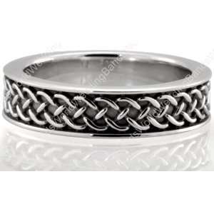  Celtic Knot Wedding Ring 5.5mm Wide, Platinum Jewelry