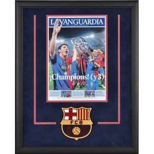  Club Barcelona Framed UEFA Champions Newspaper with Laser Cut Team 