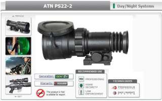 ATN PS22 2 Day/Night Vision RifleScope Gen 2+  